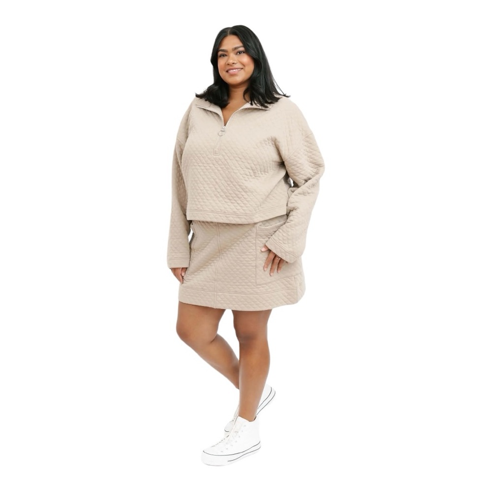 Smash + Tess Finley Mini Skirt in Natural Beige 2XL Quilted Comfy Pocket Plus